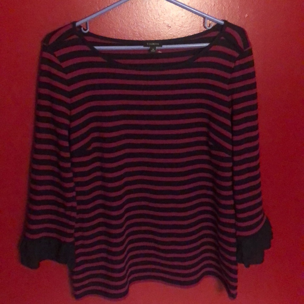 NWOT Talbots long sleeve striped shirt w/ ruffle